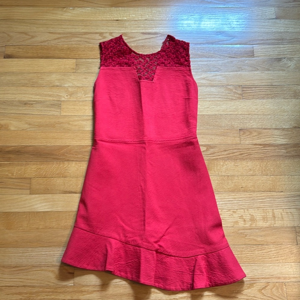 Maje Asymetrical Dress - Size 3 (S) - Strawberry red
